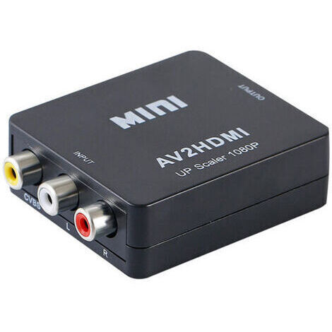 Convertidor de RCA a HDMI, adaptador de AV a HDMI, convertidor de audio y vídeo compuesto RCA CVBS 1080P para PS2/SNES/VHS/Xbox/PS4/TV/DVD/Wii/compatible con PAL/NTSC