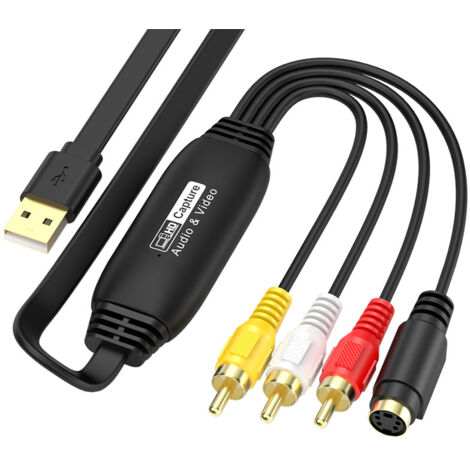 Convertidor de vídeo digital VHS USB 2.0 de 1080P, adaptador de captura USB con RCA/AV/Scart, digitalizador de casetes VHS, reproductor, VCR, PC, DVD para Windows y Mac OS