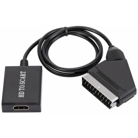 Convertidor HDMI a SCART - Adaptador de audio y video HD 1080p para decodificador Sky Box HDMI a SCART