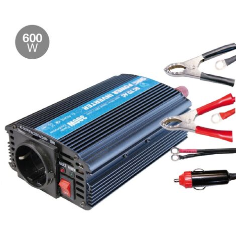 Convertidor/Inversor corriente de coche de 12V a 220V. 50Hz. 600W.