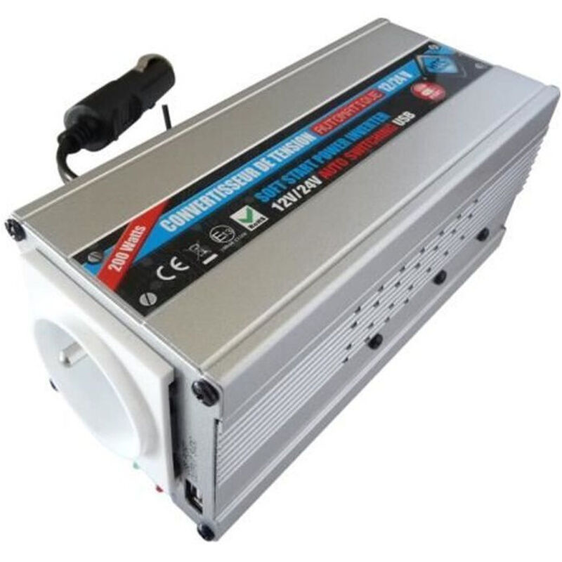 HTC Convertisseur 12 / 24 V Automatique 220 / 240 V 200 W USB 0,5 A