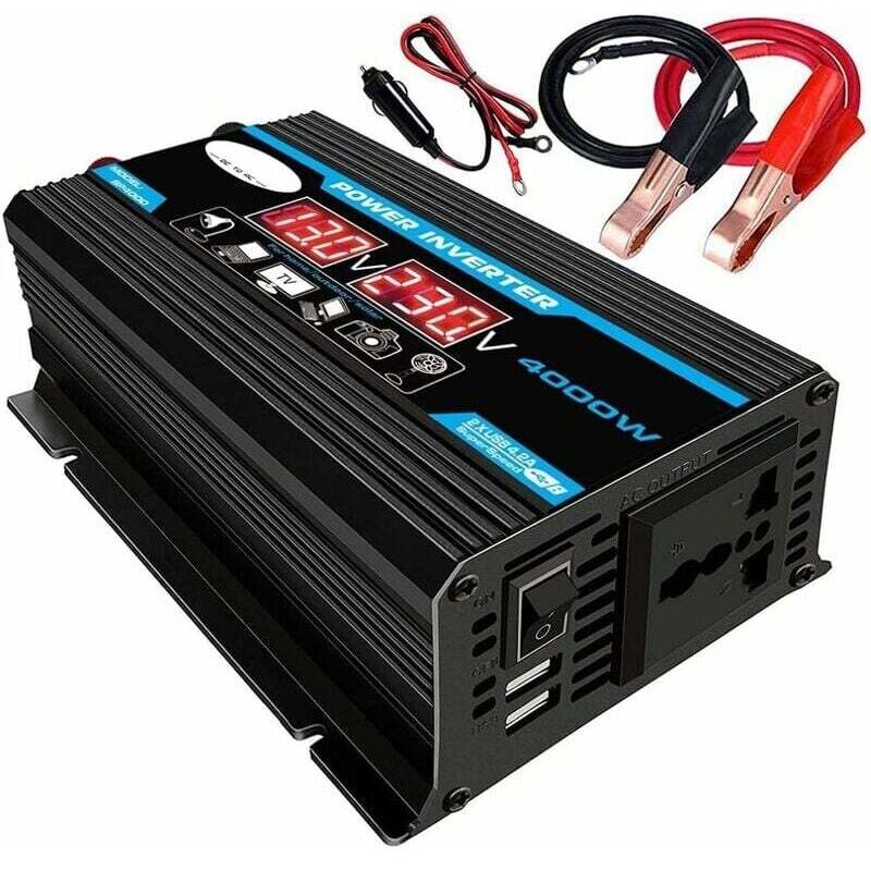 Dpzo - Convertisseur 12V 220V, Convertisseur Pur Sinus 4000W 12V 220V / 110V ac de Voiture à Voiture, Convertisseur de Chargeur, Adaptateur