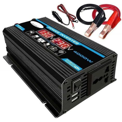 Convertisseur 12V 220V pur sinus 300W Onduleur à onde sinusoïdale pure Télécommande et double prises AC pour véhicule