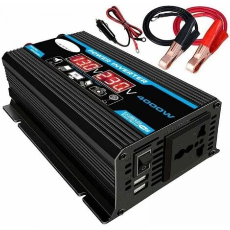 PHASAT Convertisseur 12V 220V Pur Sinus 4000W Onduleur à Onde Sinusoïdale Pure Transformateur avec Télécommande & Double AC Prises de Courant pour RV Voiture de Camion