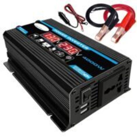 Convertisseur 12V 220V Pur Sinus 4000W Onduleur à Onde Sinusoïdale Pure Transformateur avec Télécommande & Double AC Prises de Courant pour RV Voiture de Camion