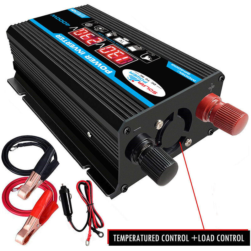 Dpzo - Convertisseur 12V 220V Pur Sinus 4000W Onduleur à Onde Sinusoïdale Pure Transformateur avec Télécommande & Double ac Prises de Courant pour rv