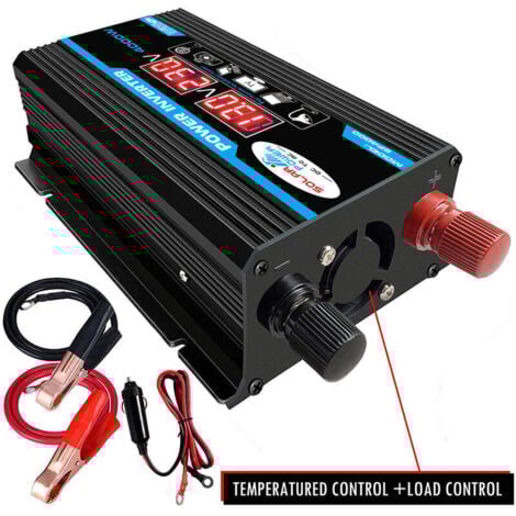 LARGEIGHT Convertisseur 12V 220V Pur Sinus 4000W Onduleur à Onde Sinusoïdale Pure Transformateur avec Télécommande & Double AC Prises de Courant pour RV Voiture de Camion Prises de Courant - Double AC Power Soc