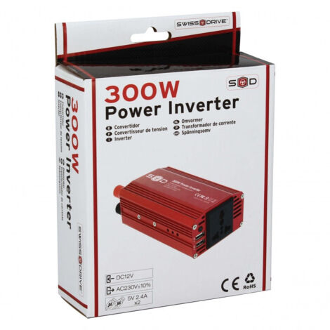 Convertisseur 12v 230v 300w Usb 2.4a Pinces Crocodiles Cable 12v - Swiss Drive
