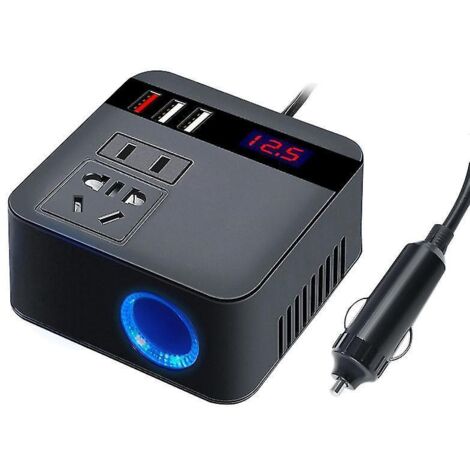 Convertisseur 300 W 12 V/24 V CC avec 3 ports USB pour charge rapide de batterie de voiture - Accessoires - Noir