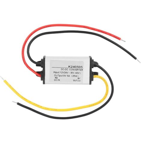 Convertisseur Abaisseur de Tension DC 12V 24V à 5V 5A, Module Buck Converter pour Système Solaire de Voiture, Camion, Bateau