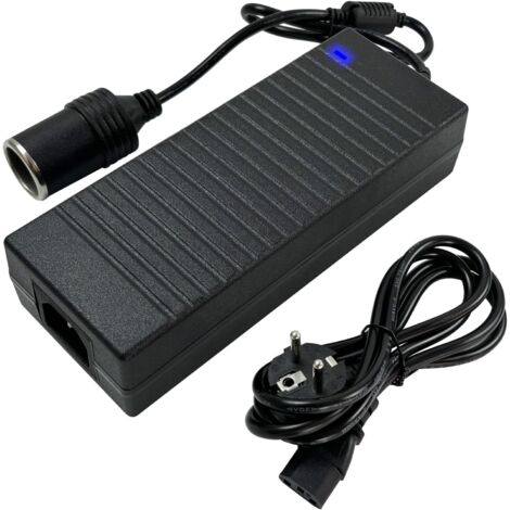 Convertisseur AC à DC 220V à 12V 10A 120W – Prise allume-cigare – Protection contre surcharges et courts-circuits – Compatible avec appareils 12V