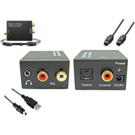Convertisseur Audio Numérique - Non spécifié - SPDIF - RCA & 3,5 mm Jack - Noir - Audio Analogique