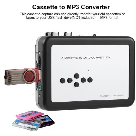 Convertisseur Audio Portable Cassette vers MP3 avec Lecteur USB et Enregistreur