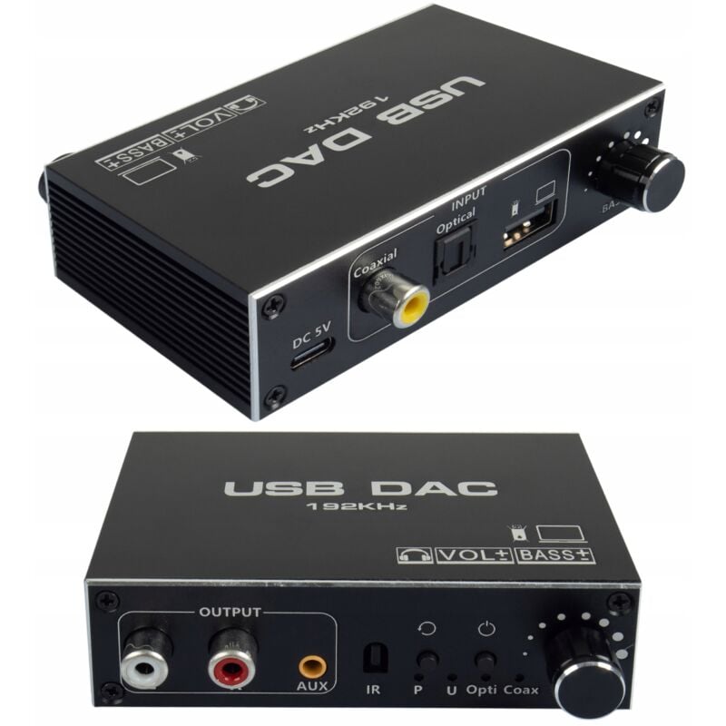 Convertisseur Audio Usb Dac Toslink Coaxial Cinch Amplificateur Aux Réglage Des Basses