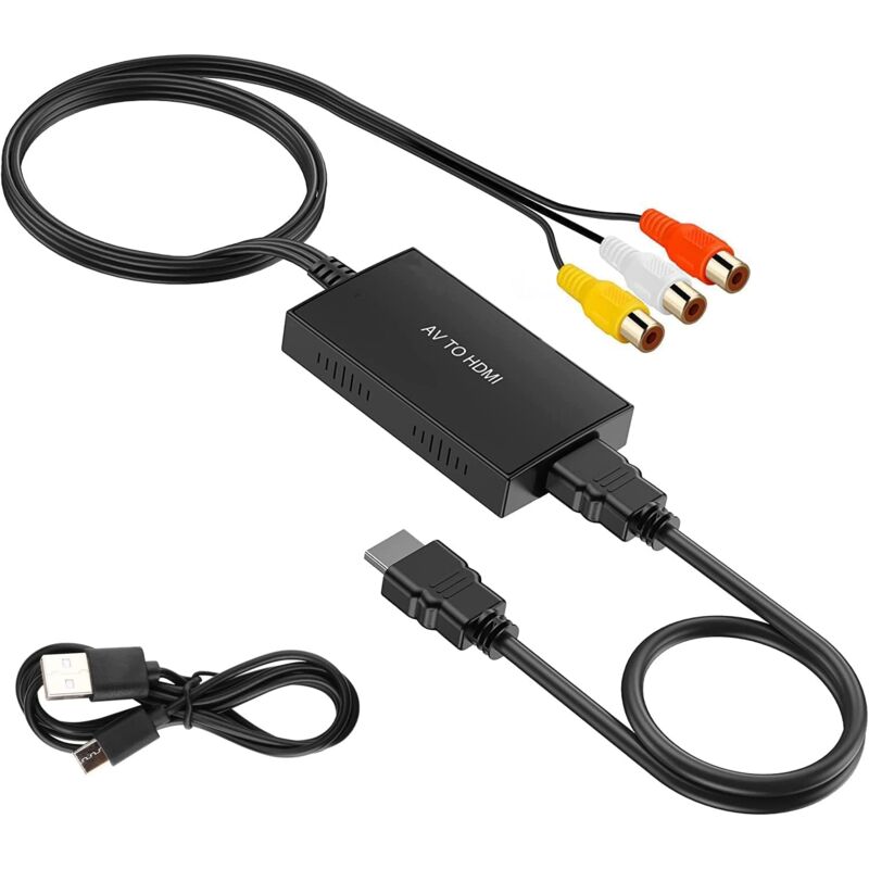 Convertisseur AV vers HDMI, entrée RCA, Sortie vidéo, Adaptateur Audio avec câble HDMI