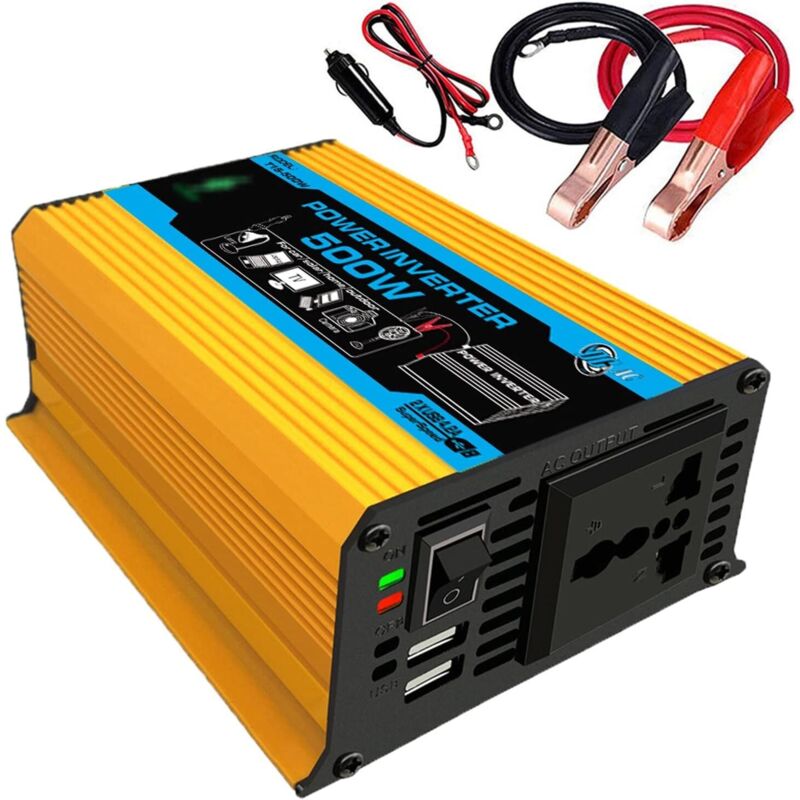 Convertisseur ca 12V DC à 220v avec 2 Ports USB et 1 Prise ca Chargeur de Voiture pour Road Trip et Camping (Color : 220V)