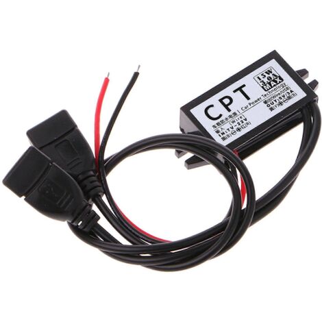 Convertisseur CC 12 V vers 5 V 3 A, double 2 ports USB vers régulateur de tension pour voiture.