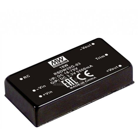 Convertisseur CC/CC Mean Well RSDW20G-03 Nbr. de sorties: 1 x 5.5 A 20 W 1 pc(s) Q123672