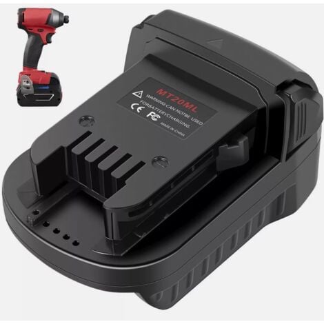 COOCHEER Convertisseur d'adaptateur de Batterie MT20ML pour Milwaukee M18 18V Outils électriques à Batterie au Lithium, convertir avec Makita 18V 20V BL1830 BL1840 Batterie pour Milwaukee 18V Outil sans Fil