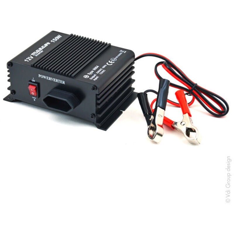 Mascot - Convertisseur dc/ac 12/230V 150W quasi-sinusoïdal 9984 - Sortie pinces crocodiles