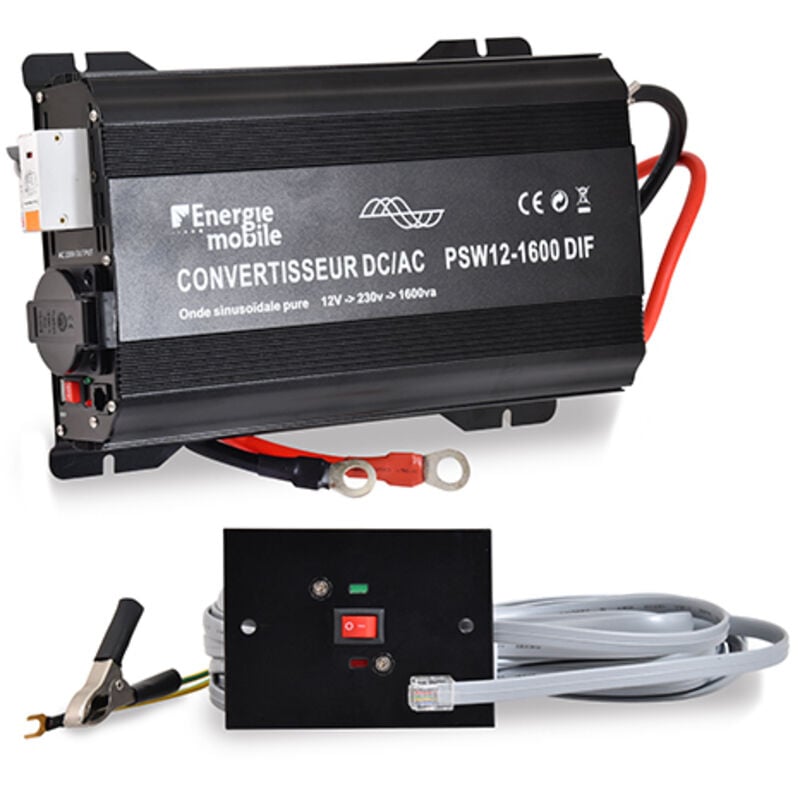 EM - Convertisseur dc/ac 12/230V 1600W pur-sinus psw dif