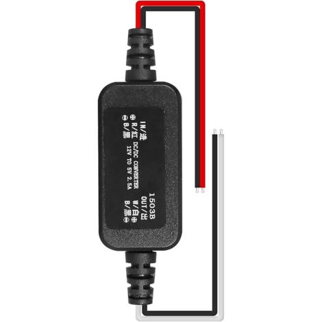 Convertisseur DC DC 12V à 5V 2.5A, Module Abaisseur DC-DC Convertisseur de Tension 12V à 5V Alimentation Étanche pour Voitures et Véhicules