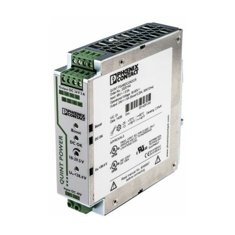 Convertisseur DC-DC Phoenix Contact, QUINT-PS/48DC/24DC/5, Montage rail DIN, 120W, 1 sortie, 24V c.c., 5A ( Prix pour 1 )