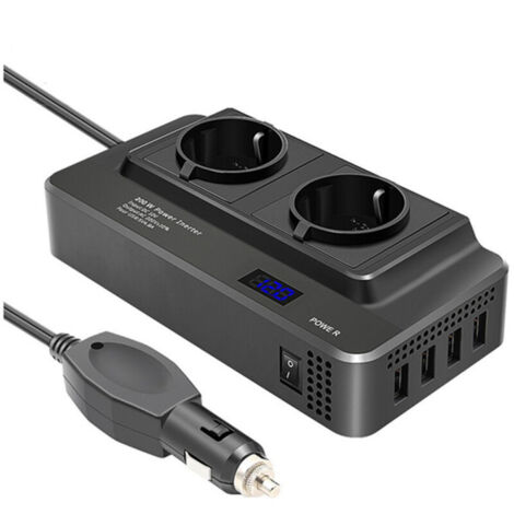 Convertisseur DC12V-AC220V 200W Prise Allume Cigare Transformateur de Tension, Chargeur Voiture Camping Car avec Multi Protections et Soft Start
