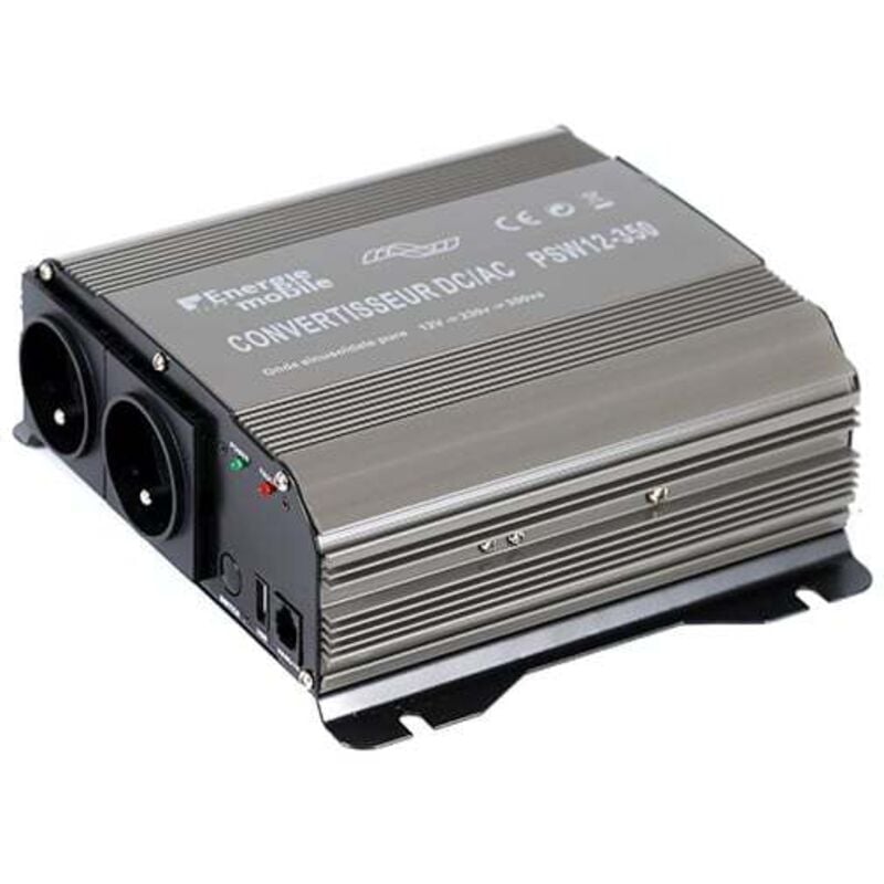 Convertisseur dc/ac 12/230V 350W pur-sinus psw - Sortie pinces crocodiles - EM