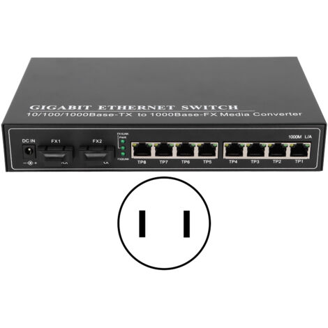 Convertisseur de média fibre optique Ethernet 20km 1310nm SC, commutateur fibre monomode double fibre TBCMC3728GED20, 100-250V (prise US)