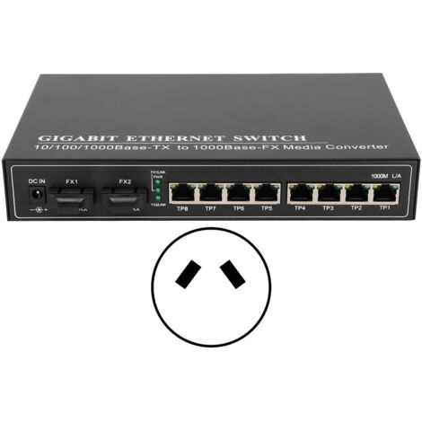 Convertisseur de média fibre optique Ethernet 20km 1310nm SC, switch fibre monomode double fibre TBCMC3728GED20, 100-250V (prise AU)