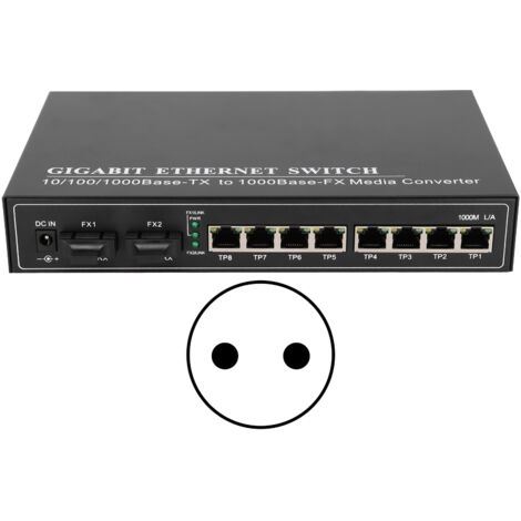 Convertisseur de média fibre optique monomode 20km 1310nm SC, commutateur Ethernet fibre double TBCMC3728GED20, 100-250V (prise UE)