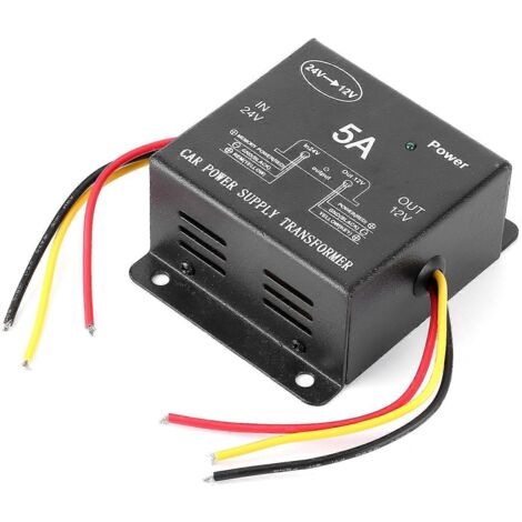 Convertisseur de puissance 5A 24V vers 12V abaisseur transformateur pour camion, camping-car, yacht, audio et navigation rénovation.