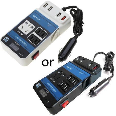 Convertisseur de puissance DC 12V/24V vers AC 110V/220V, onduleur voiture avec 4 ports USB et adaptateur de tension, prise voyage.