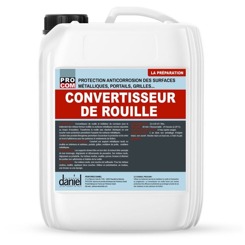 Procom - Convertisseur de rouille et inhibiteur de corrosion, traitement anti-rouille ffffff 1 litre