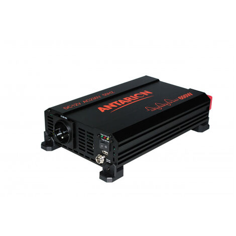 Convertisseur de tension 12/220 Volts Pur Sinus 600 Watts – Puissance max 690 W – Port USB 5V – Commande déportée 5 m – Antarion