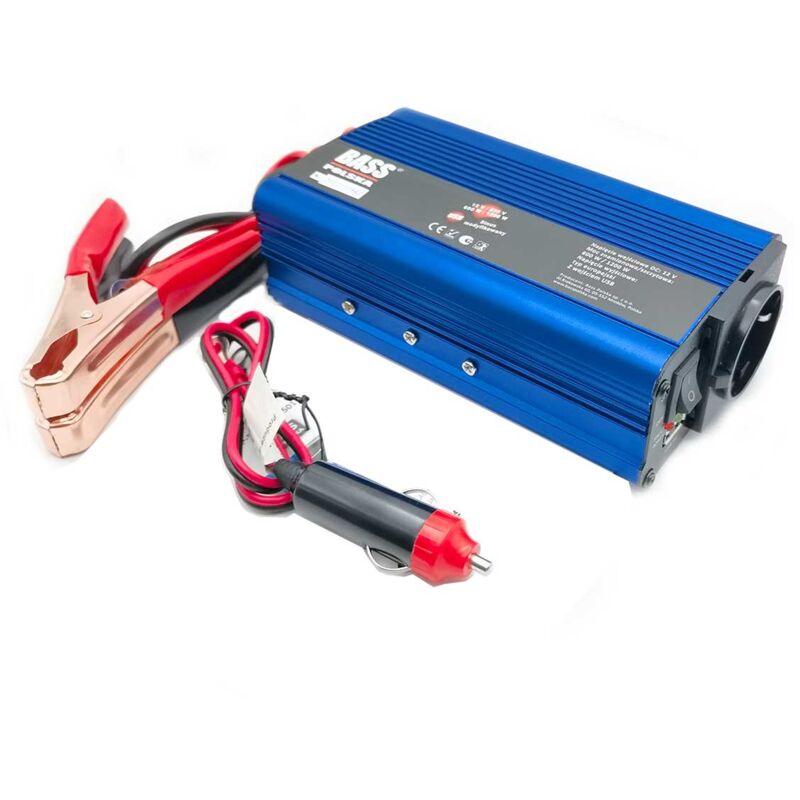 Convertisseur de tension 12 V - 230 V, sinus modifié, 600 W/1 200 W, bleu