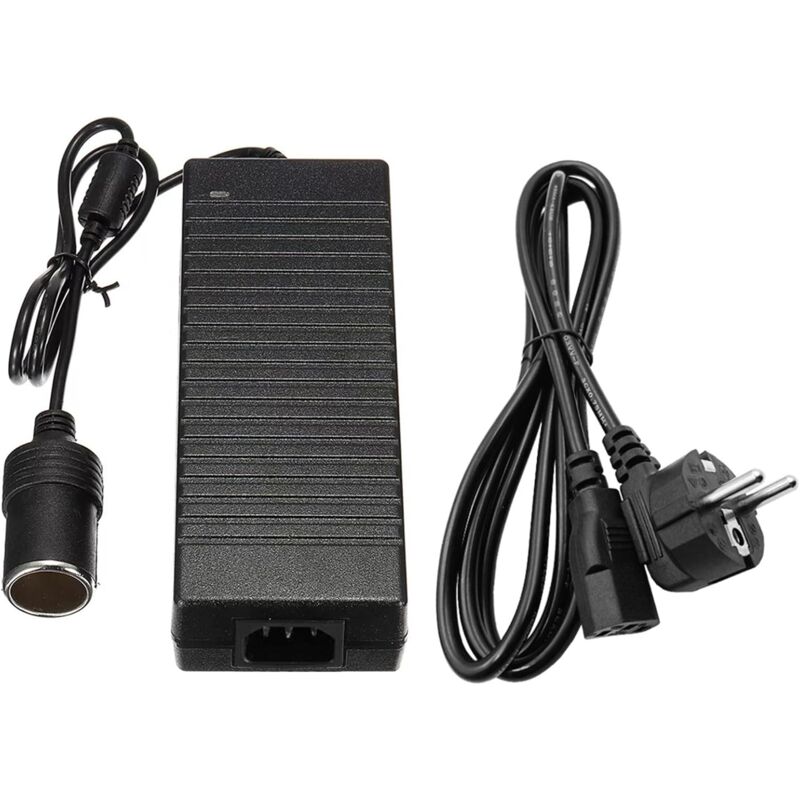 Convertisseur de Tension 220V à 12V : Adaptateur Secteur 180W/15A pour Voiture, Adaptateur Secteur AC-DC avec Prise Allume-Cigare pour glacière à