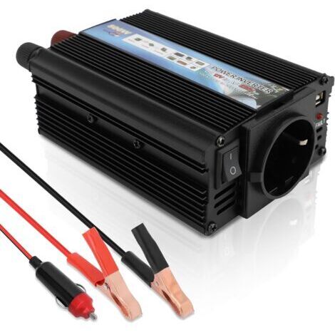 Convertisseur de tension 500W 12V – Onduleur à onde sinusoïdale modifiée – Sortie 220V CA – Prise allume-cigare incluse