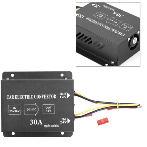 Convertisseur de tension DC 24V vers 12V 360W 30A pour voiture et camion
