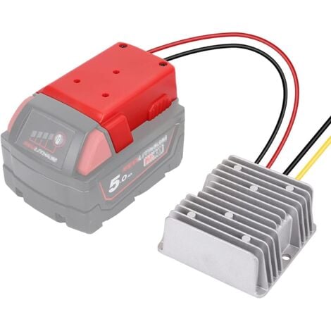 AUTRES Convertisseur de tension DC pour Milwaukee 18V vers 12V Batterie Dock Power 180W, Adaptateur DIY Connecteur Régulateur automatique Buck Boost Converter avec protection de basse tension améliorée Rouge