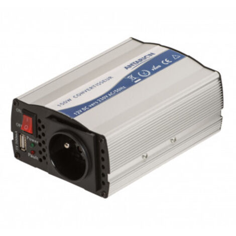 Convertisseur de tension quasi sinus 150W 12V/230V – Port USB 5V 1A – Cordon allume-cigare inclus – Compact et léger – Antarion