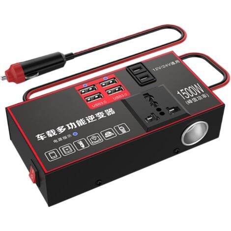 Convertisseur de Voiture Prise - 220 V - 1500 W - avec Plusieurs Ports USB