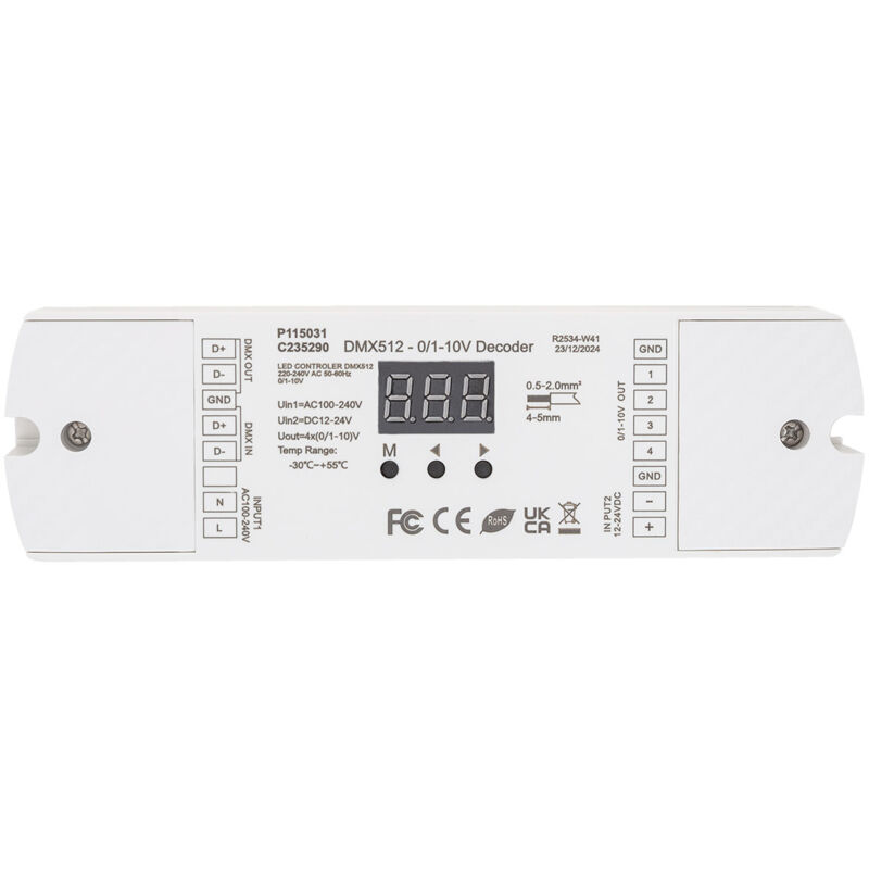 Convertisseur DMX512 vers 0/1-10V 4 Canaux Blanc