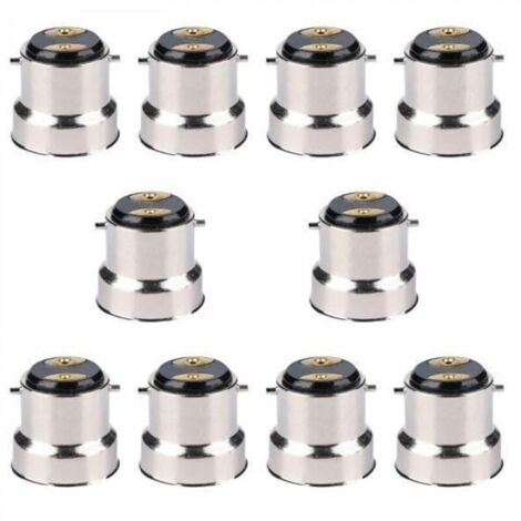 Convertisseur Douilles Lampe - B22 vers E27 - Lot de 10 Adaptateurs en Aluminium pour Ampoules à Vis