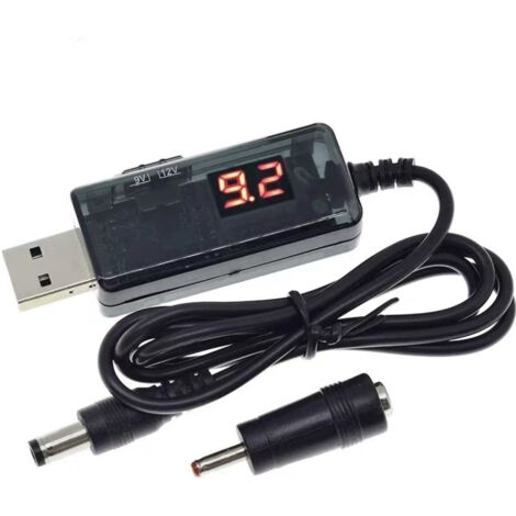 Convertisseur élévateur USB 5V vers 9V/12V avec écran LED et câble de charge rapide