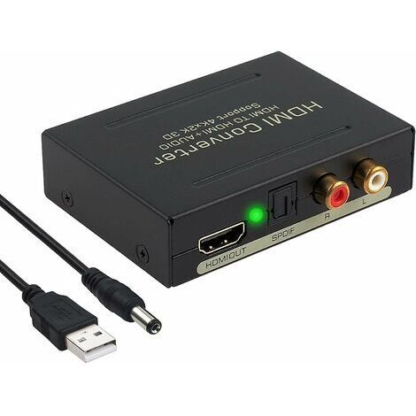 Convertisseur HDMI 4K 2160P vers HDMI + Optique SPDIF/Toslink RCA – Modes audio 2.1CH et 5.1CH – Boîtier en alliage d'aluminium – Mowze - 4Kx2K