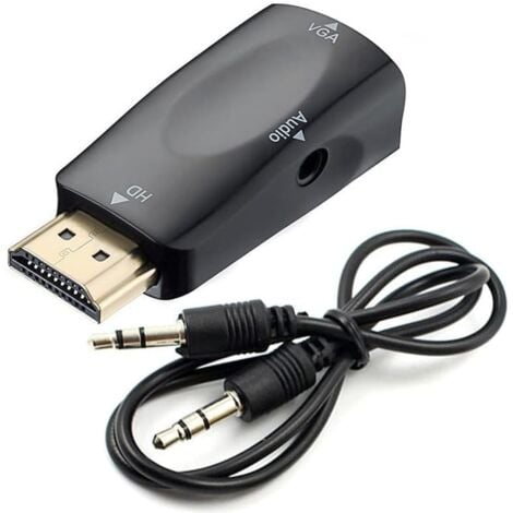 JUSCH Convertisseur HDMI vers VGA - Câble audio - Résolution vidéo - Adaptateur compact avec transmission audio - Jack 3,5 mm