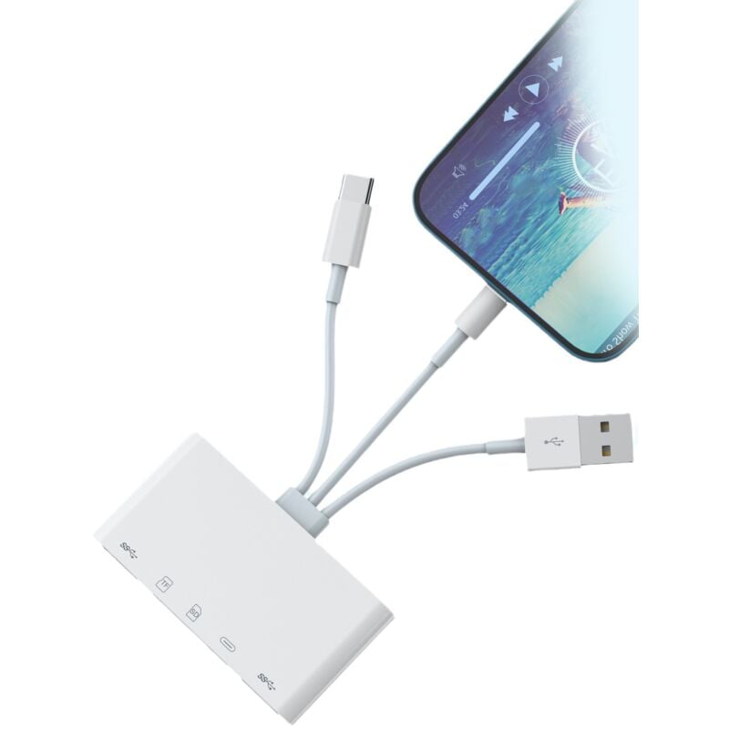 Convertisseur hub multifonction 5 en 1, pour téléphone portable Apple Android, OTG, ordinateur portable, lecteur de carte