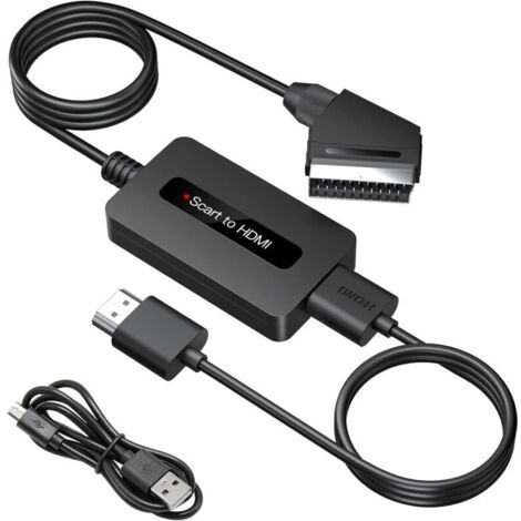 Convertisseur Péritel vers HDMI avec Câbles HDMI et Péritel, Convertisseur Scart vers HDMI, Adaptateur Péritel HDMI Sortie Full HD 720P/ 1080P